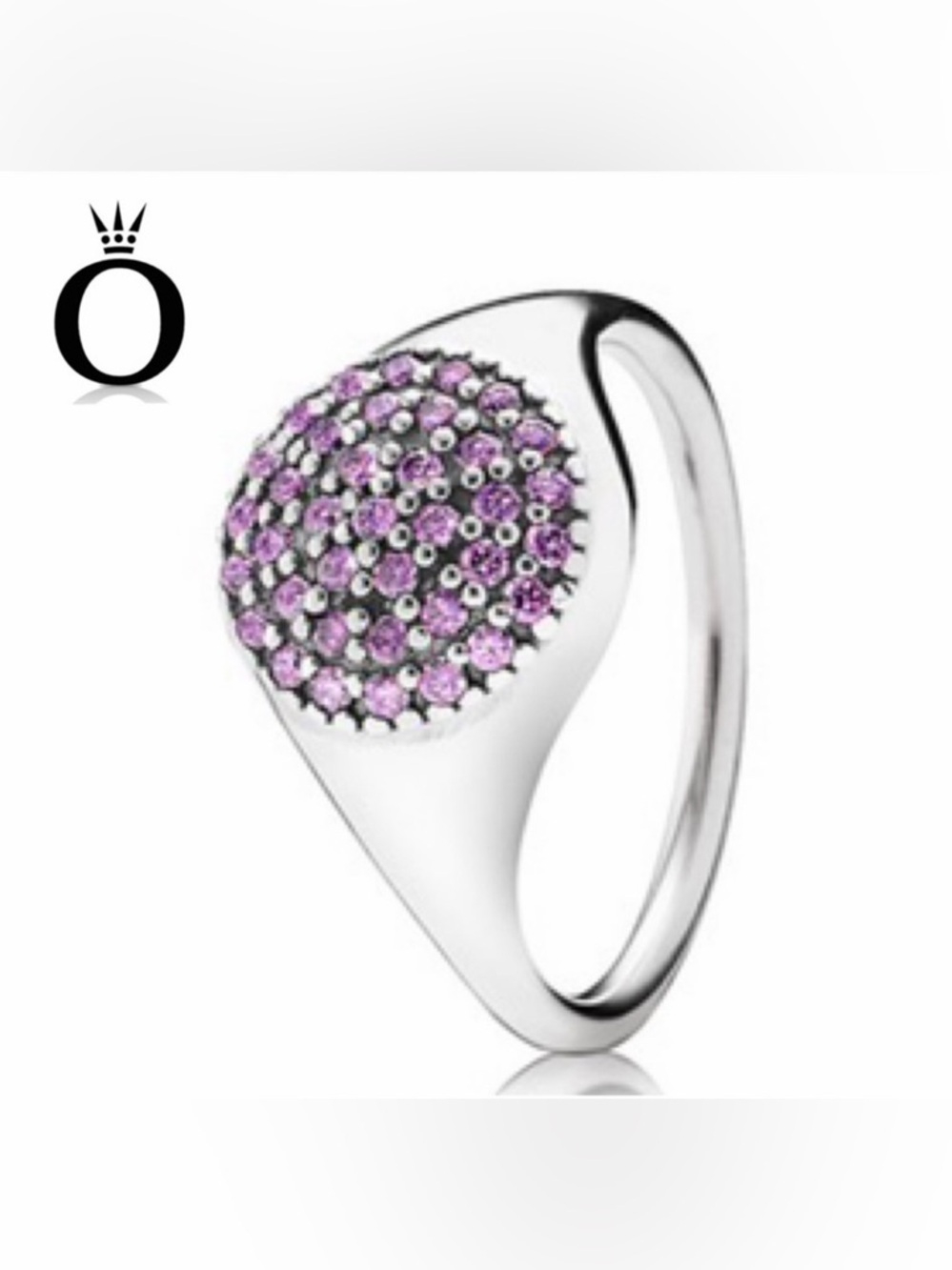 NIB Authentic Pandora Silver Ring with Purple Stones size 6